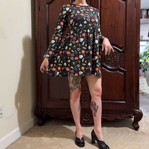 Halloween Print Black Dress